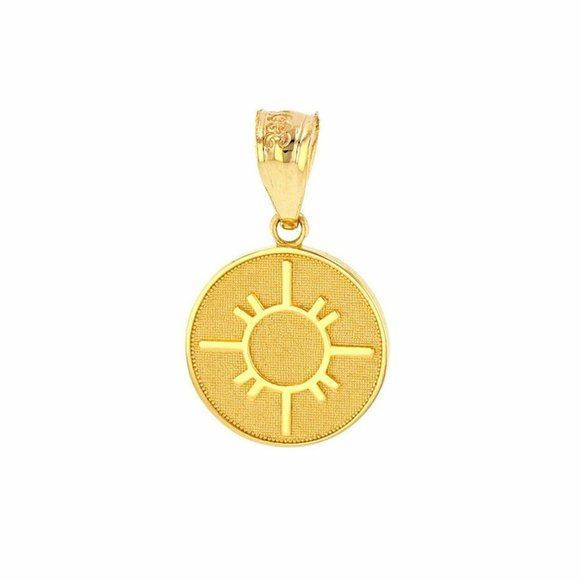 14k Solid Gold Native American Sun Symbol Pendant